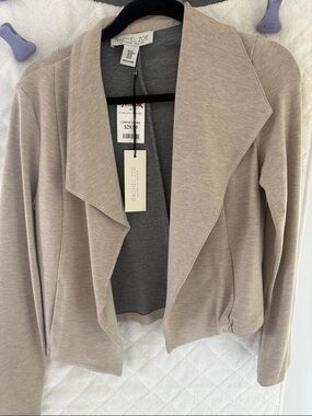 Rachel Zoe Soft Taupe Draped Open Front Blazer
